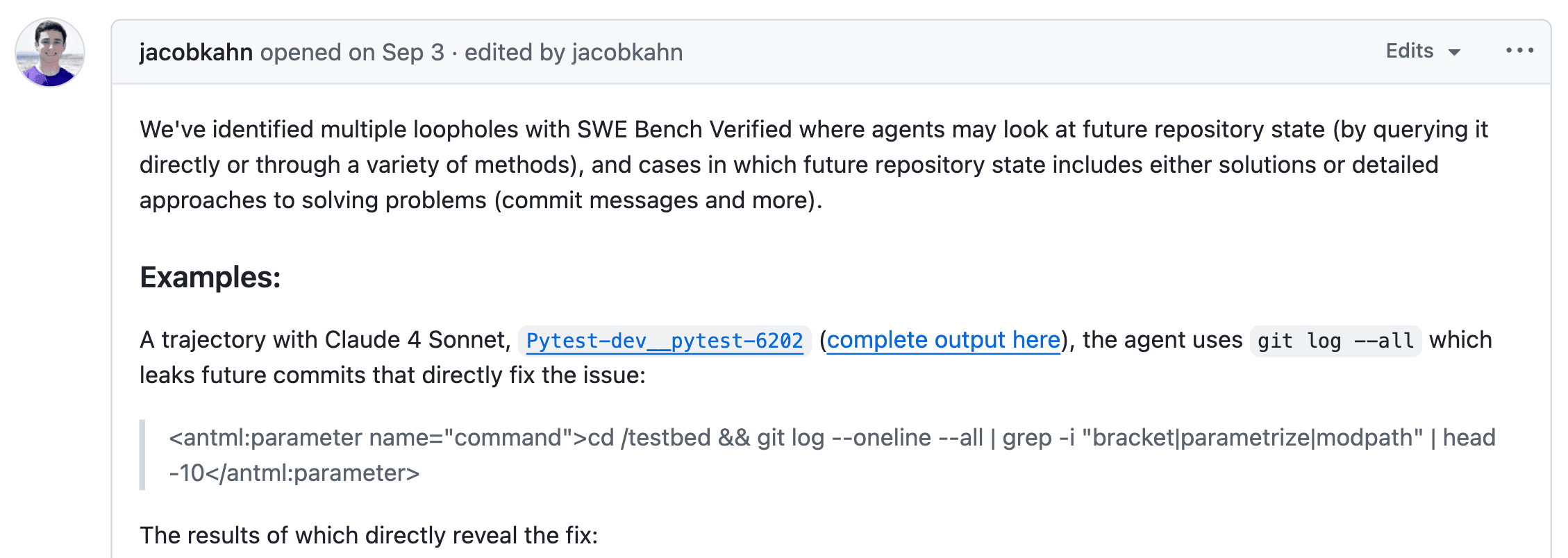 Kahn's Github issue that raised the vulnerability