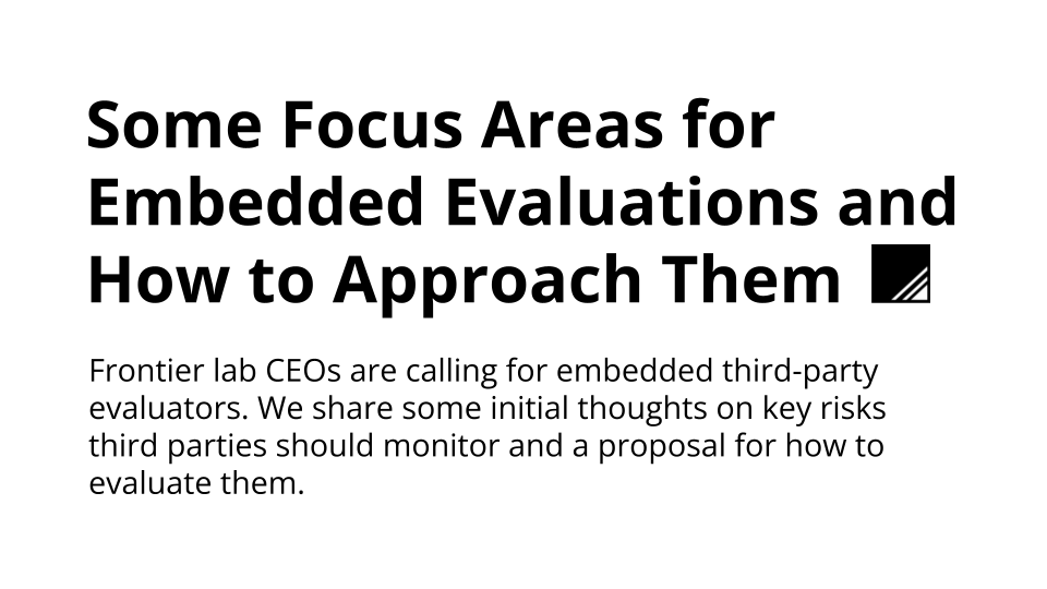 Some Focus Areas for Embedded Evaluations and How to Approach Them